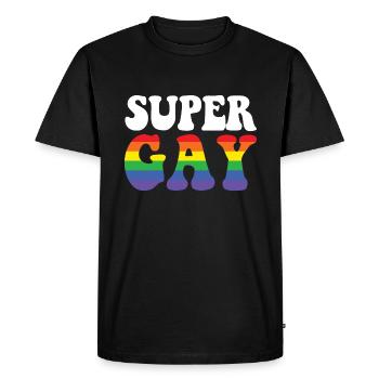 Super Gay Arc-en-ciel LGBTQ Gay Pride - T-shirt Premium bio Homme - noir - Devant - Nico (187cm)