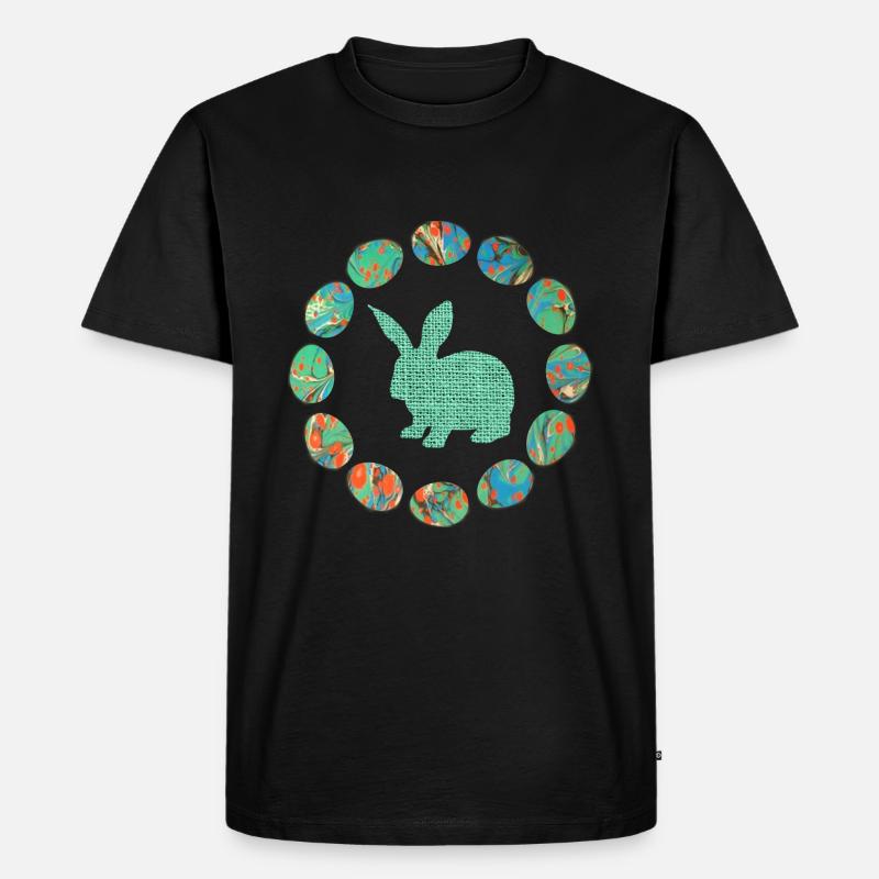 hase im eierkranz e 4 - Männer Premium Bio T-Shirt - Schwarz