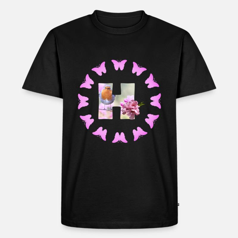 obstblüte h - Männer Premium Bio T-Shirt - Schwarz