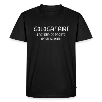 Colocataire prout péter péteur pet colocation - T-shirt Premium bio Homme - noir - Devant - Nico (187cm)