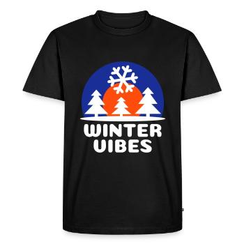Ambiance hivernale (soleil, voûte céleste, flocon de neige) - T-shirt Premium bio Homme - noir - Devant - Nico (187cm)