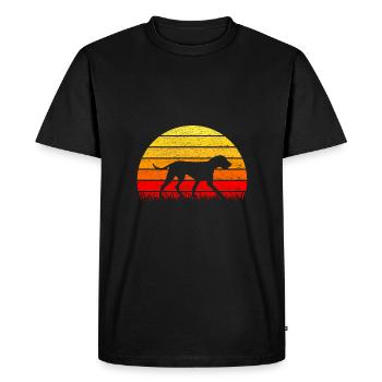 Vizsla Retro T Shirt Chien Silhouette Sunset - T-shirt Premium bio Homme - noir - Devant - Nico (187cm)