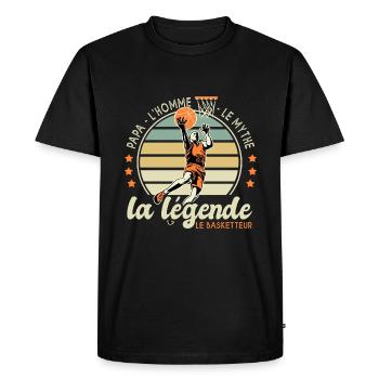 papa homme mythe légende basketteur papa basket - T-shirt Premium bio Homme - noir - Devant - Nico (187cm)