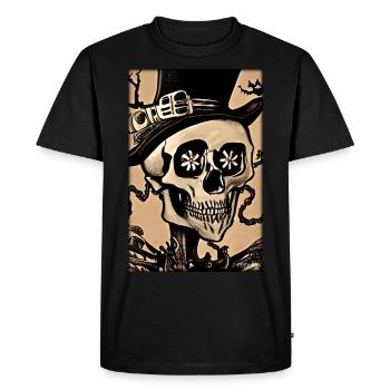 Squelette Skull Flower Steampunk Halloween - T-shirt Premium bio Homme - noir - Devant - Nico (187cm)