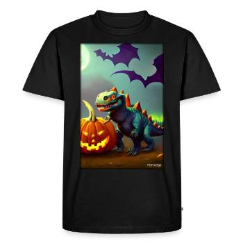 Halloween Dinosaur Pumpkin Bat - Men's Premium Organic T-Shirt - black - Front - Nico (187cm)
