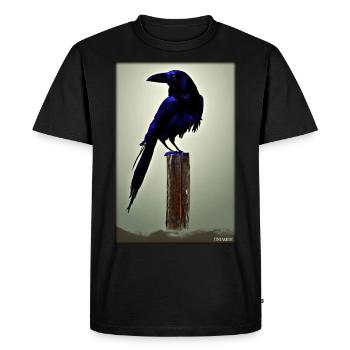 Mystique Nuit Bleue Corbeau Oiseau - T-shirt Premium bio Homme - noir - Devant - Nico (187cm)