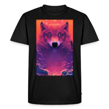 Loup Animal Motif Nature Nuages sauvages Mystique - T-shirt Premium bio Homme - noir - Devant - Nico (187cm)