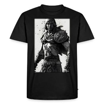 Warrior Sword Vintage Noir Blanc 1 - T-shirt Premium bio Homme - noir - Devant - Nico (187cm)