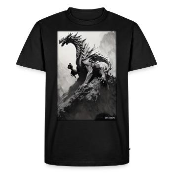 Dragon Creature Fantasy Black White 1 - Men's Premium Organic T-Shirt - black - Front - Nico (187cm)