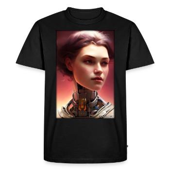 Robot Woman Future Cyborg Machine Technology - T-shirt Premium bio Homme - noir - Devant - Nico (187cm)
