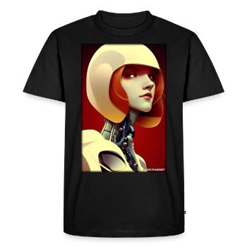 Robot Woman Future Cyborg Machine Technology - T-shirt Premium bio Homme - noir - Devant - Nico (187cm)