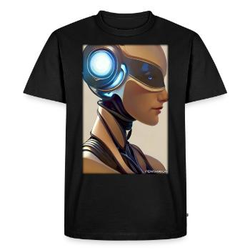 Robot Woman Future Cyborg Machine Technology - T-shirt Premium bio Homme - noir - Devant - Nico (187cm)