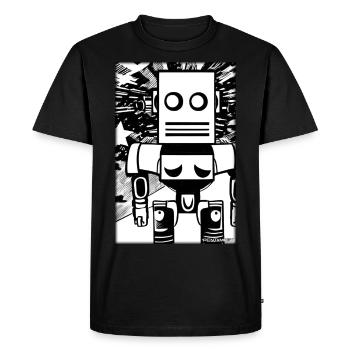 Robot Comic Future Cyborg Machine Technology - T-shirt Premium bio Homme - noir - Devant - Nico (187cm)