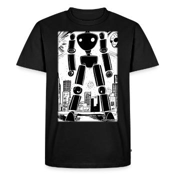 Robot Comic Future Cyborg Machine Technology - T-shirt Premium bio Homme - noir - Devant - Nico (187cm)