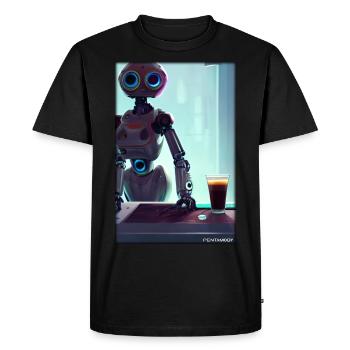 Robot Coffee Future Science Machine - Men's Premium Organic T-Shirt - black - Front - Nico (187cm)