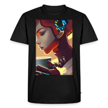 Robot Coffee Future Science Machine - Men's Premium Organic T-Shirt - black - Front - Nico (187cm)