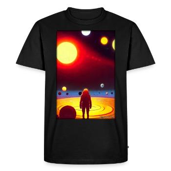 Galaxy Cosmos Universe Solar System Astronaut - Men's Premium Organic T-Shirt - black - Front - Nico (187cm)