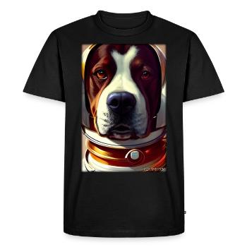 Dog Pet Astronaut Future Sci-Fi Technology - Men's Premium Organic T-Shirt - black - Front - Nico (187cm)