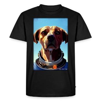 Dog Pet Astronaut Future Sci-Fi Technology - Men's Premium Organic T-Shirt - black - Front - Nico (187cm)