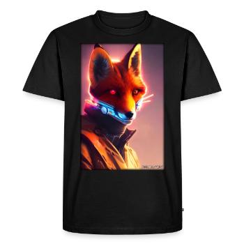 Fox Wildlife Cyber Neon Punk Future Sci-Fi - Men's Premium Organic T-Shirt - black - Front - Nico (187cm)