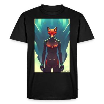 Fox Wildlife Cyber Neon Punk Future Sci-Fi - Men's Premium Organic T-Shirt - black - Front - Nico (187cm)