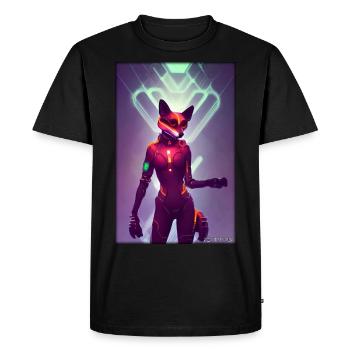 Fox Wildlife Cyber Neon Punk Future Sci-Fi - Men's Premium Organic T-Shirt - black - Front - Nico (187cm)
