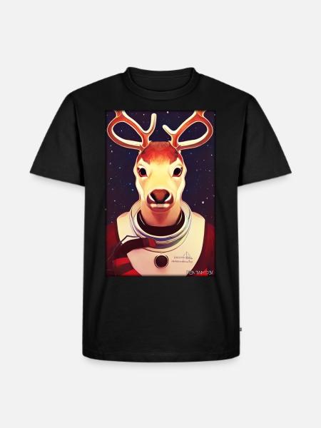 Reindeer Astronaut Future Sci-Fi Technology - Men's Premium Organic T-Shirt - black