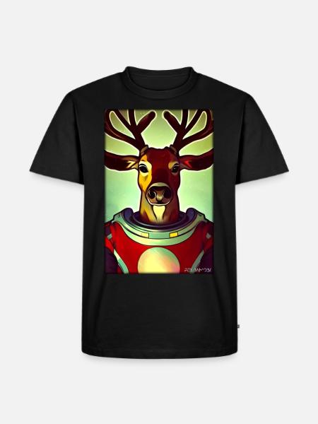 Reindeer Astronaut Future Sci-Fi Technology - Men's Premium Organic T-Shirt - black