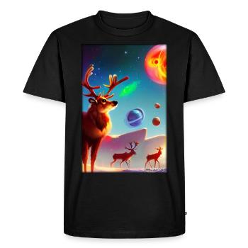 Reindeer Christmas Space Galaxy Universe Map - Men's Premium Organic T-Shirt - black - Front - Nico (187cm)