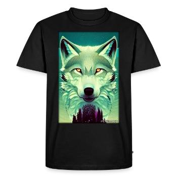 Loup Animal Motif Nature Faune Mystique Sauvage - T-shirt Premium bio Homme - noir - Devant - Nico (187cm)