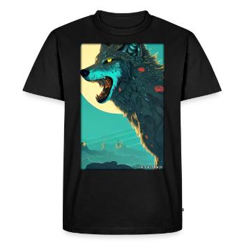 Loup Animal Motif Nature Faune Mystique Sauvage - T-shirt Premium bio Homme - noir - Devant - Nico (187cm)