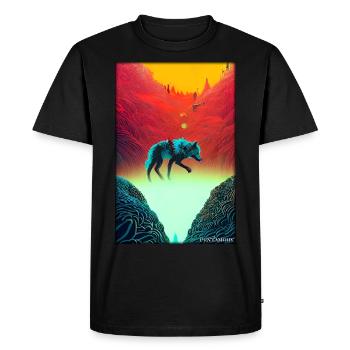 Loup Animal Motif Nature Faune Mystique Sauvage - T-shirt Premium bio Homme - noir - Devant - Nico (187cm)