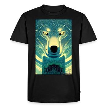 Loup Animal Motif Nature Faune Mystique Sauvage - T-shirt Premium bio Homme - noir - Devant - Nico (187cm)