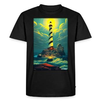 phare lumière de mer Mer du Nord Mer Baltique vacances plage - T-shirt Premium bio Homme - noir - Devant - Nico (187cm)