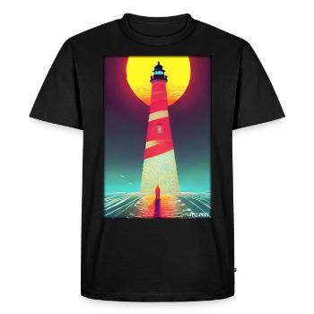 phare lumière de mer Mer du Nord Mer Baltique vacances plage - T-shirt Premium bio Homme - noir - Devant - Nico (187cm)