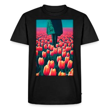 Tulip Lily Family Flower Spring Meadow Green - Men's Premium Organic T-Shirt - black - Front - Nico (187cm)