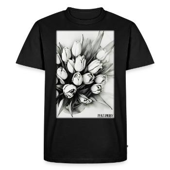 Tulip Lily Family Flower Spring Meadow Green - Men's Premium Organic T-Shirt - black - Front - Nico (187cm)
