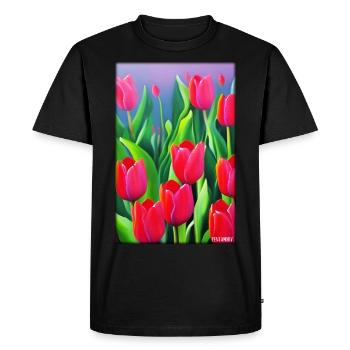 Tulip Lily Family Flower Spring Meadow Green - Men's Premium Organic T-Shirt - black - Front - Nico (187cm)