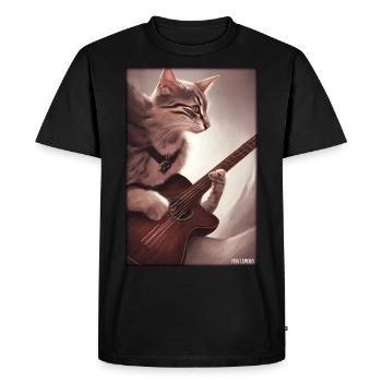 Cat Guitar Pet Musician Cat Friend - Men's Premium Organic T-Shirt - black - Front - Nico (187cm)