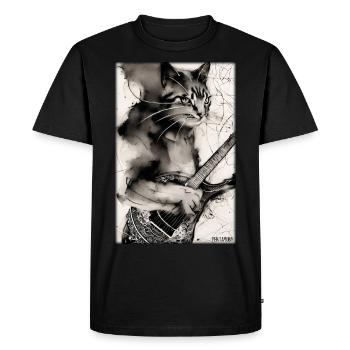 Cat Guitar Pet Musician Cat Friend - Men's Premium Organic T-Shirt - black - Front - Nico (187cm)