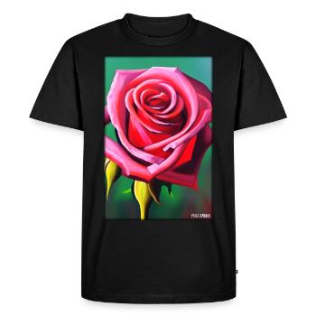 Rose Rose Flower Spring Meadow Green - Men's Premium Organic T-Shirt - black - Front - Nico (187cm)