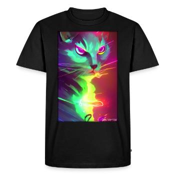 Space Cyber Cat Future Pet Cat Love - T-shirt Premium bio Homme - noir - Devant - Nico (187cm)
