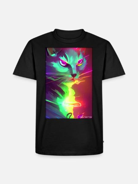 Space Cyber Cat Future Pet Cat Love - Herre Premium økologisk T-shirt - sort