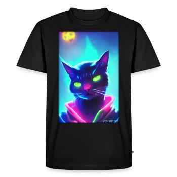 Space Cyber Cat Future Pet Cat Love - T-shirt Premium bio Homme - noir - Devant - Nico (187cm)