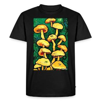 Champignons Forêt Nature Automne Nature Amour de la Nature Randonnée - T-shirt Premium bio Homme - noir - Devant - Nico (187cm)