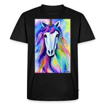 Licorne Arc-en-ciel Magie Conte de fées Animal mythique - T-shirt Premium bio Homme - noir - Devant - Nico (187cm)