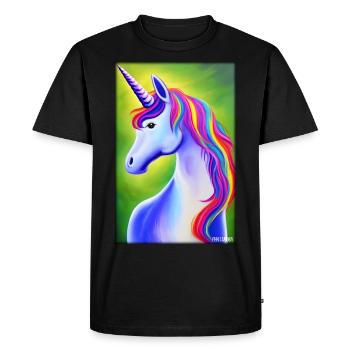 Licorne Arc-en-ciel Magie Conte de fées Animal mythique - T-shirt Premium bio Homme - noir - Devant - Nico (187cm)