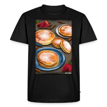 pancakes breakfast delicious food baking food - Men's Premium Organic T-Shirt - black - Front - Nico (187cm)