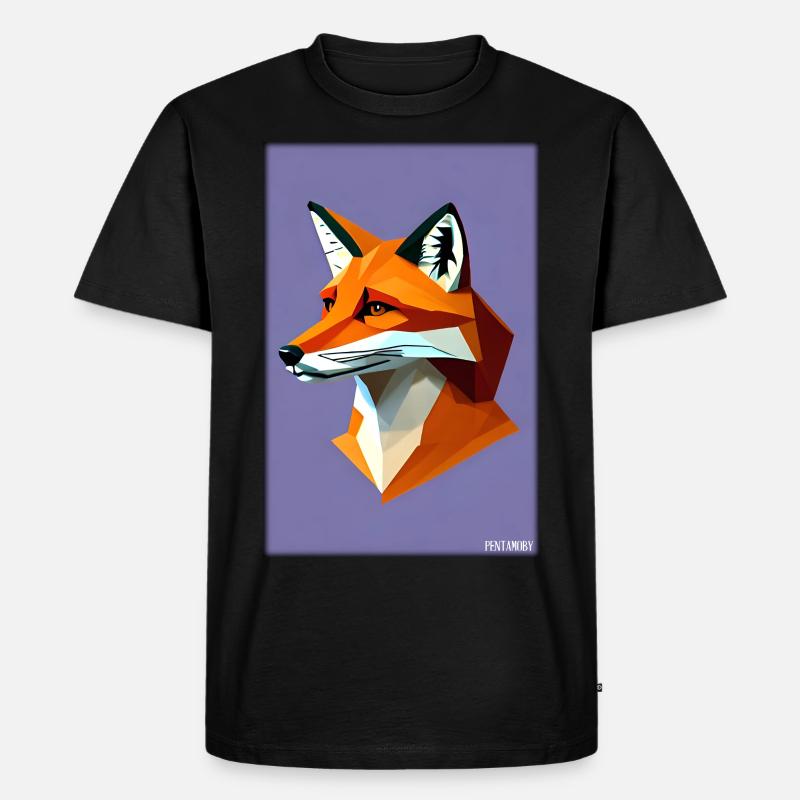 Fuchs Polygon Waldbewohner Waldtier Wildnis Tier - Männer Premium Bio T-Shirt - Schwarz
