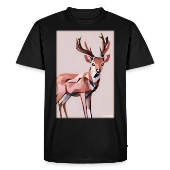 Deer Polygon Wildlife Wilderness Forest Nature Antlers - Men's Premium Organic T-Shirt - black - Front - Nico (187cm)